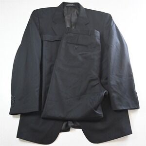 Paulo Solari 44L 36x30 Black Striped Wool Cashmere Mens Jacket Pants Suit